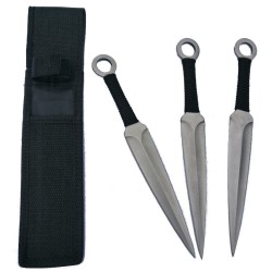 Set of 3 Black Corded Throwing Knives