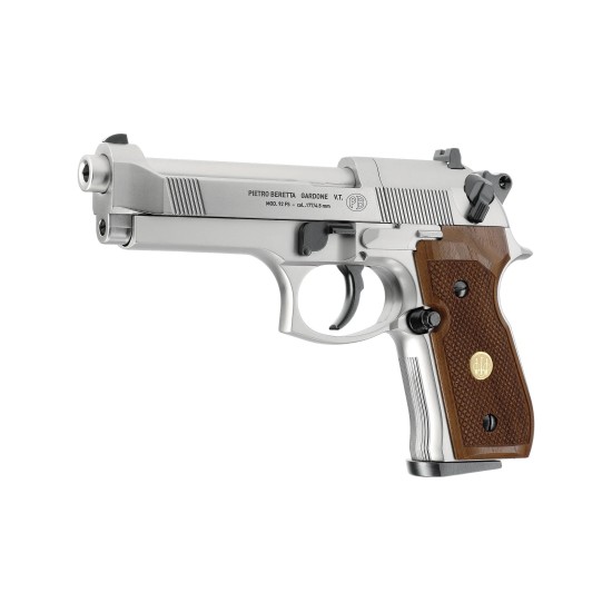 Umarex Beretta M92 FS Nickel with Wooden Grips Umarex Beretta M92 FS Nickel with Wooden Grips