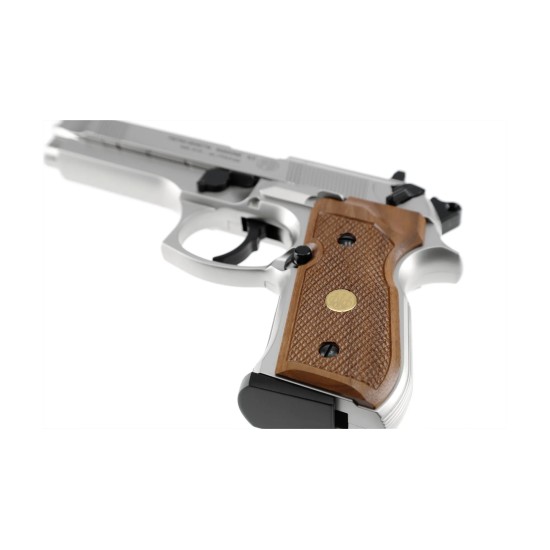 Umarex Beretta M92 FS Nickel with Wooden Grips Umarex Beretta M92 FS Nickel with Wooden Grips